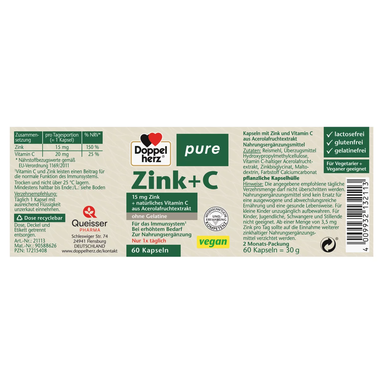 Doppelherz pure Zink + C Seitenansicht links