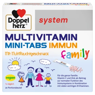 Abbildung der Produktverpackung Doppelherz system MULTIVITAMIN MINI-TABS family Frontansicht