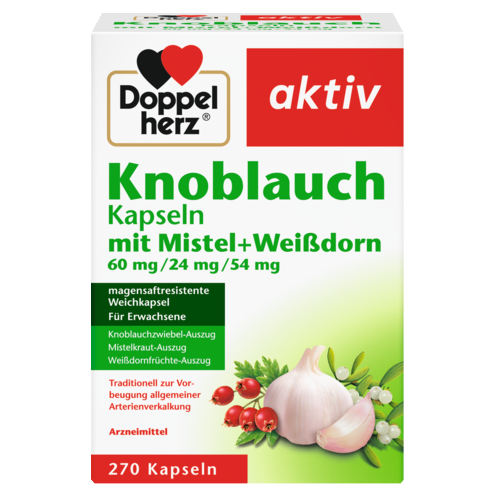 Doppelherz Knoblauch Kapseln mit Mistel + Weißdorn 60 mg/ 24 mg/ 54 mg