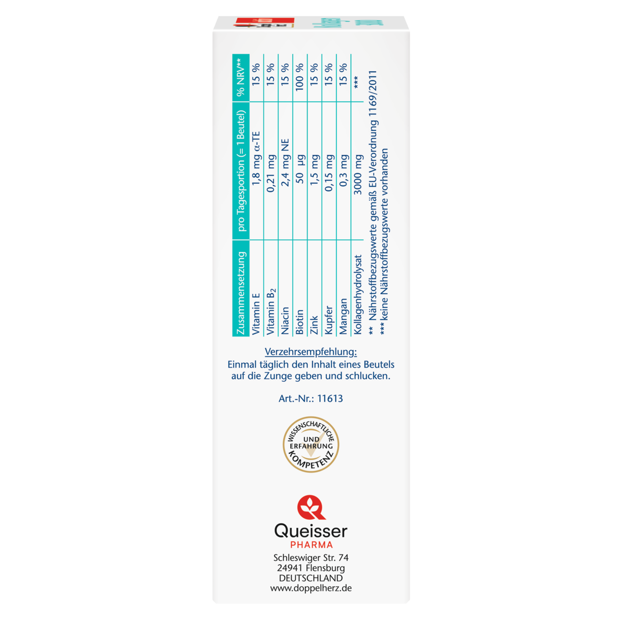 Abbildung der Produktverpackung Doppelherz aktiv Kollagen 3000 Liquid Seitenansicht links