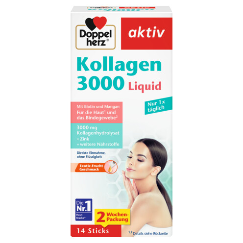 Abbildung der Produktverpackung Doppelherz aktiv Kollagen 3000 Liquid Frontansicht