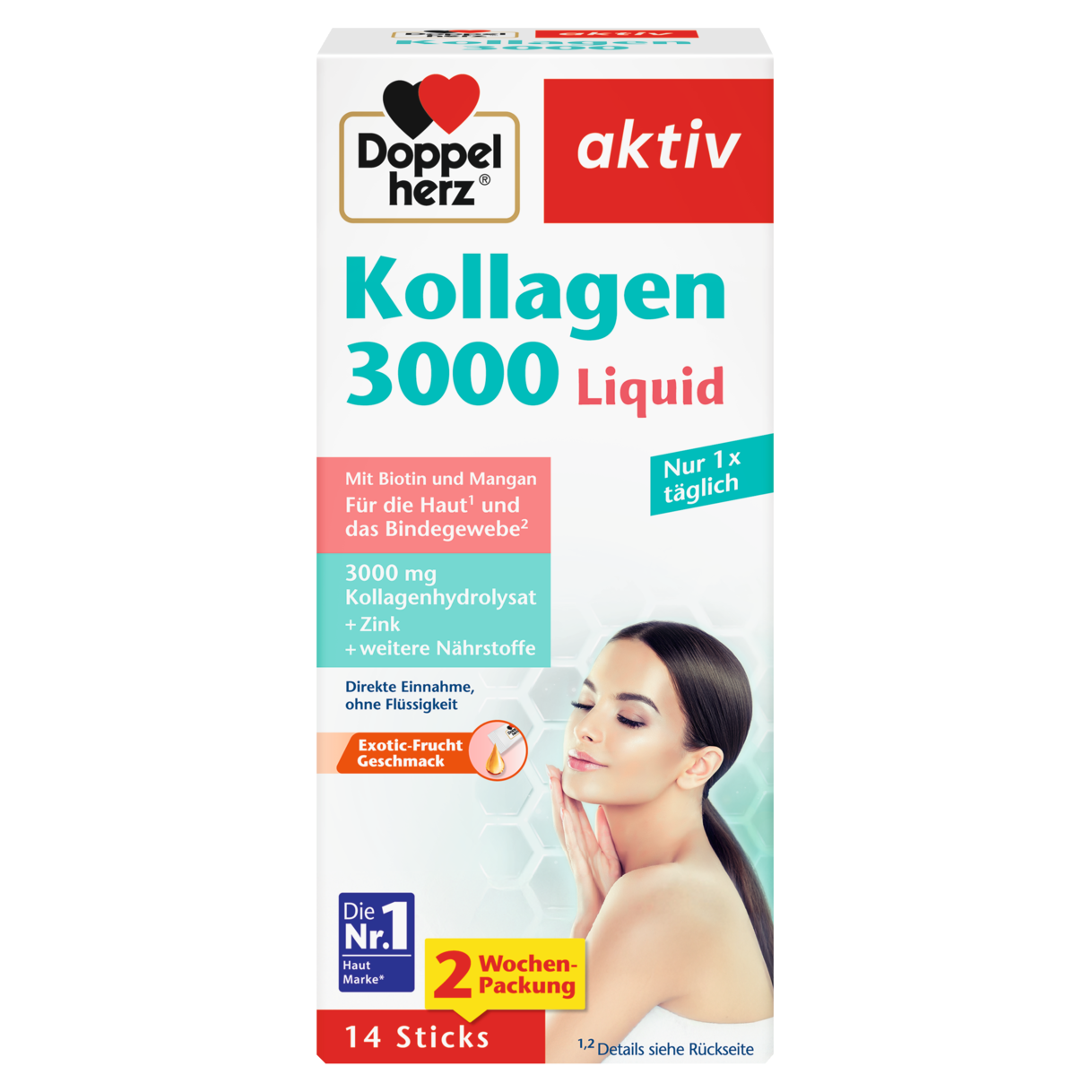 Abbildung der Produktverpackung Doppelherz aktiv Kollagen 3000 Liquid Frontansicht