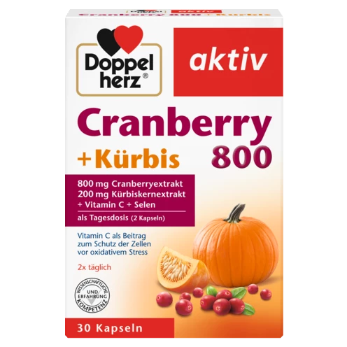 Abbildung der Produktverpackung Doppelherz aktiv Cranberry + Kürbis Frontansicht