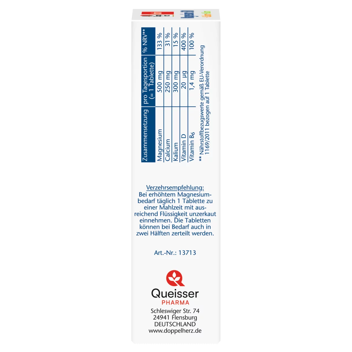 Doppelherz aktiv Magnesium 500 + Calcium + Kalium Seitenansicht links