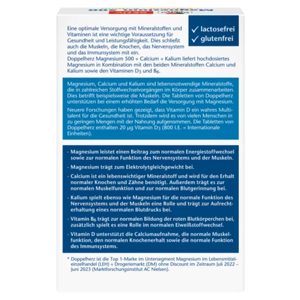 Doppelherz aktiv Magnesium 500 + Calcium + Kalium Rückansicht