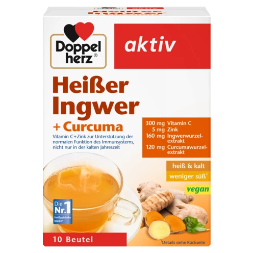 Abbildung der Produktverpackung Doppelherz aktiv Heißer Ingwer Frontansicht