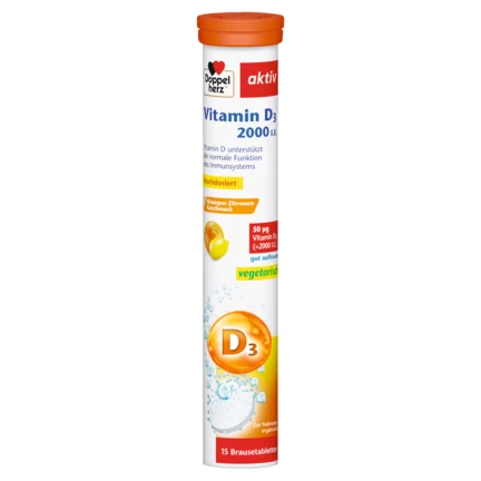Doppelherz aktiv Vitamin D3 2000 I.E. Brausetabletten Frontansicht