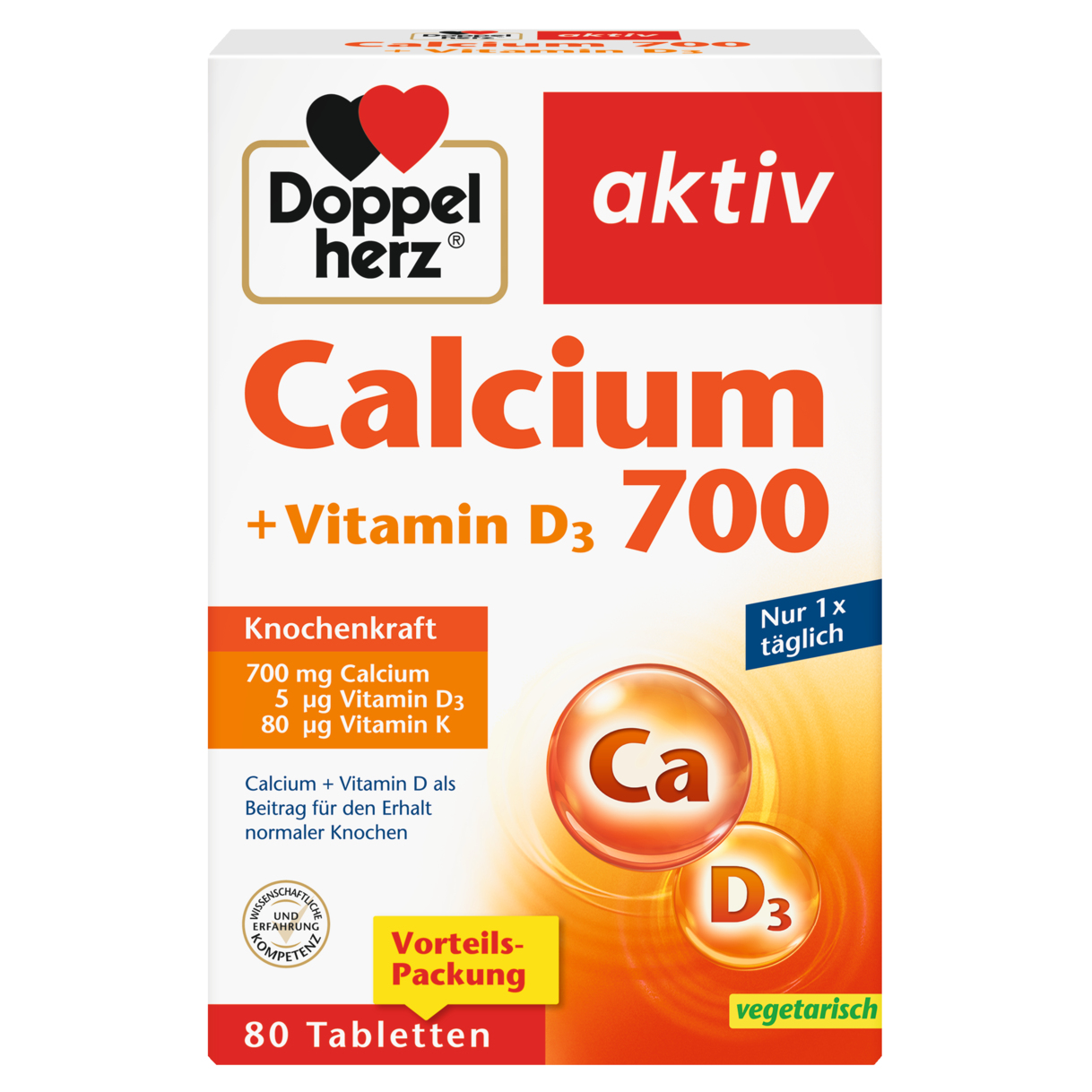 Abbildung der Produktverpackung Doppelherz aktiv Calcium 700  Frontansicht