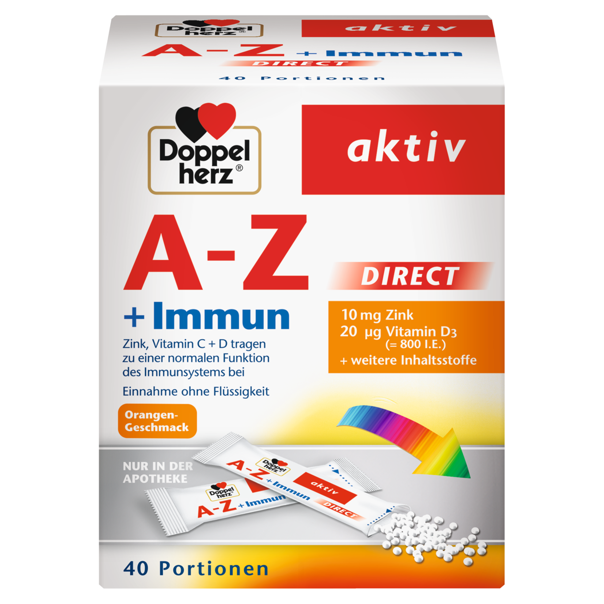 Abbildung der Produktverpackung Doppelherz aktiv A-Z DIRECT Frontansicht