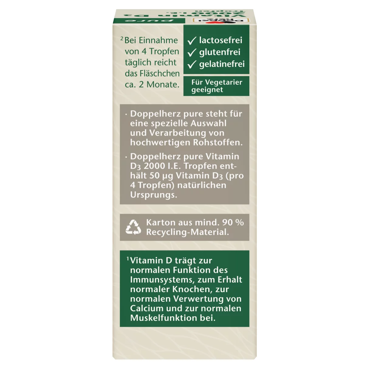 Doppelherz pure Vitamin D3 2000 I.E. Tropfen Rückansicht