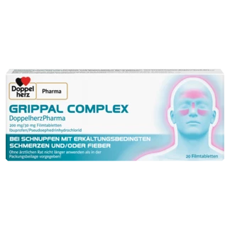 Abbildung der Produktverpackung DoppelherzPharma GRIPPAL COMPLEX DoppelherzPharma 200 mg/ 30 mg Filmtabletten Frontansicht