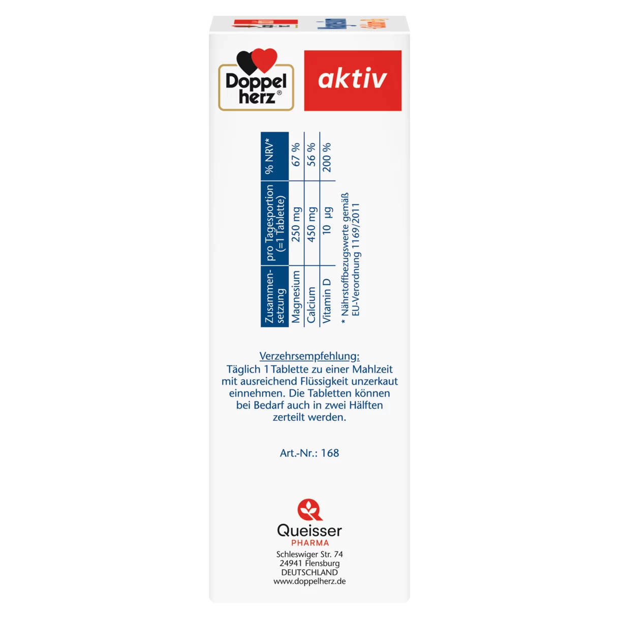 Doppelherz aktiv Magnesium + Calcium + D3 Seitenansicht links