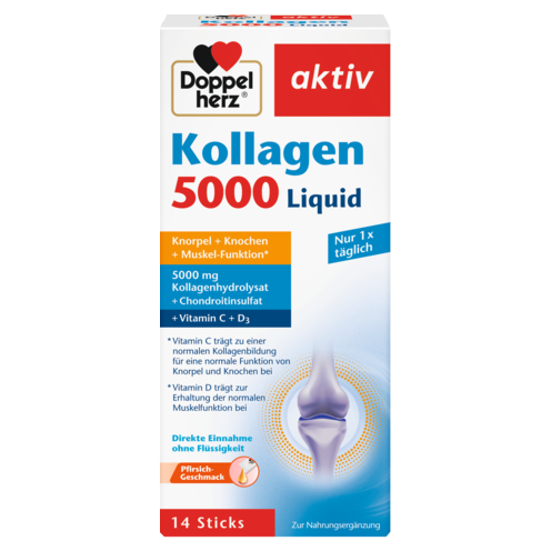 Abbildung der Produktverpackung Doppelherz aktiv Kollagen 5000 Liquid Frontansicht