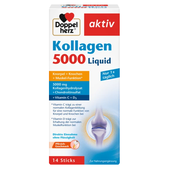 Abbildung der Produktverpackung Doppelherz aktiv Kollagen 5000 Liquid Frontansicht