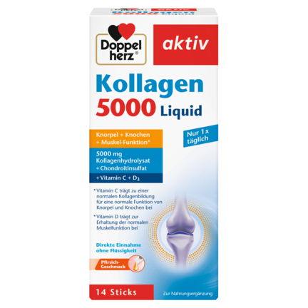 Abbildung der Produktverpackung Doppelherz aktiv Kollagen 5000 Liquid Frontansicht