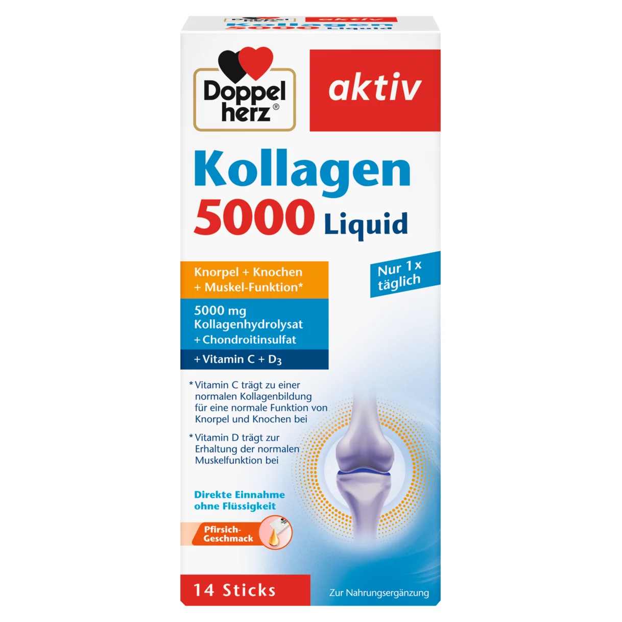 Doppelherz aktiv Tečni Kolagen 5000 Prednji pogled Retuširani prednji pogled Zadnji pogled Pogled sa leve strane Pogled sa desne strane