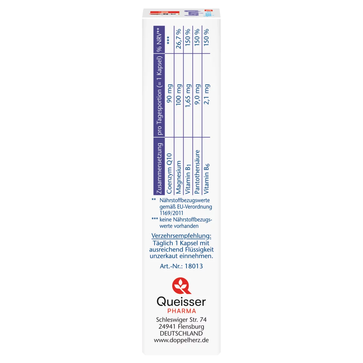 Doppelherz aktiv Coenzym Q10 + Magnesium EXTRA Seitenansicht links