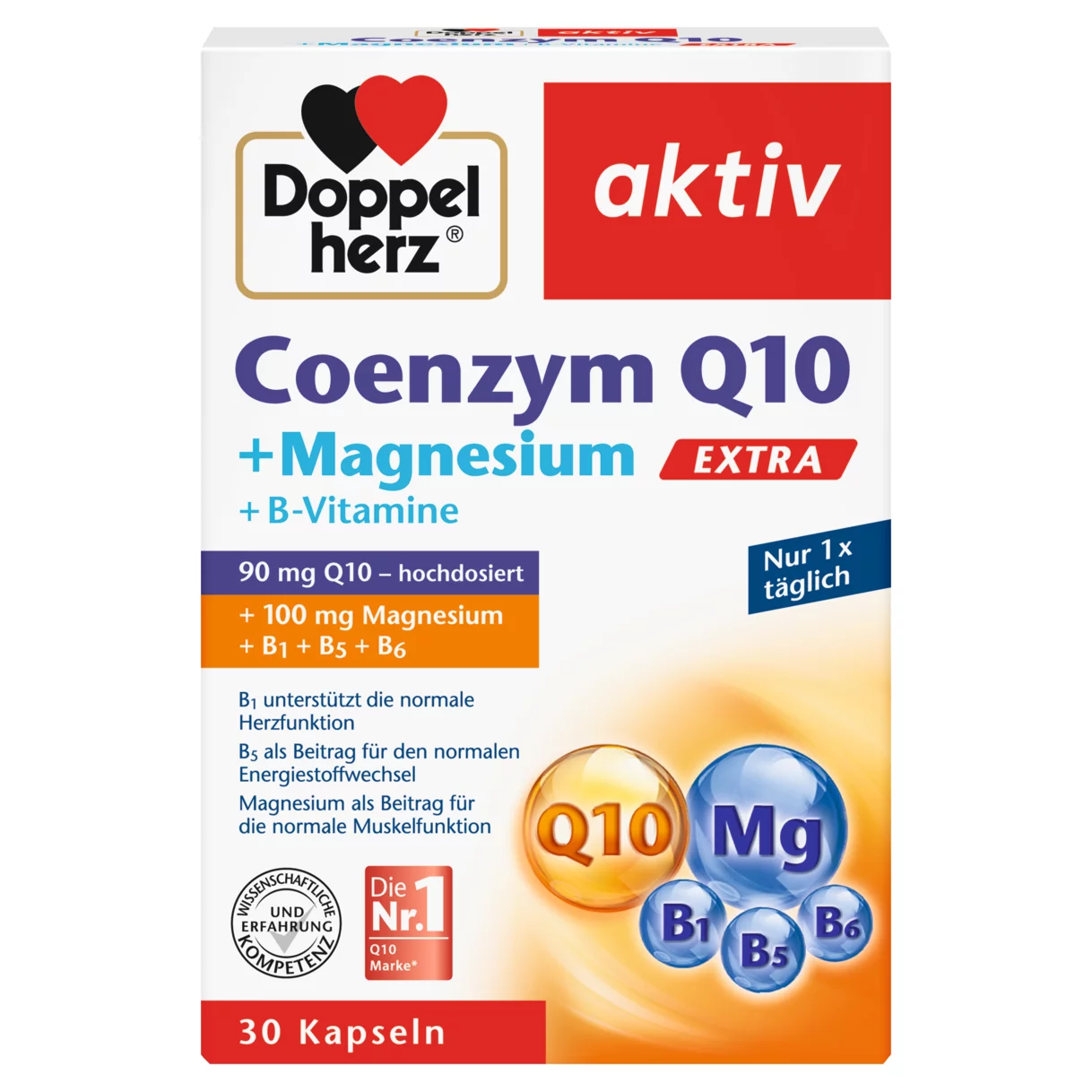 Doppelherz aktiv Coenzym Q10 + Magnesium EXTRA Frontansicht