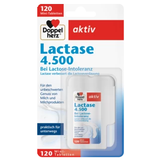 Doppelherz aktiv Lactase 4.500 Prednji pogled Retuširani prednji pogled Zadnji pogled Pogled sa leve strane Pogled sa desne strane