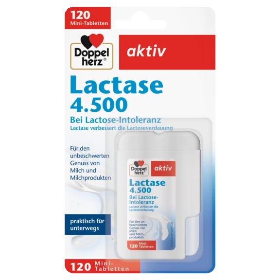 Doppelherz aktiv Lactase 4.500 Prednji pogled Retuširani prednji pogled Zadnji pogled Pogled sa leve strane Pogled sa desne strane