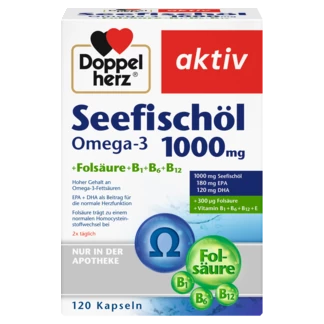 Abbildung der Produktverpackung Doppelherz aktiv Seefischöl Omega-3 1000 mg Frontansicht