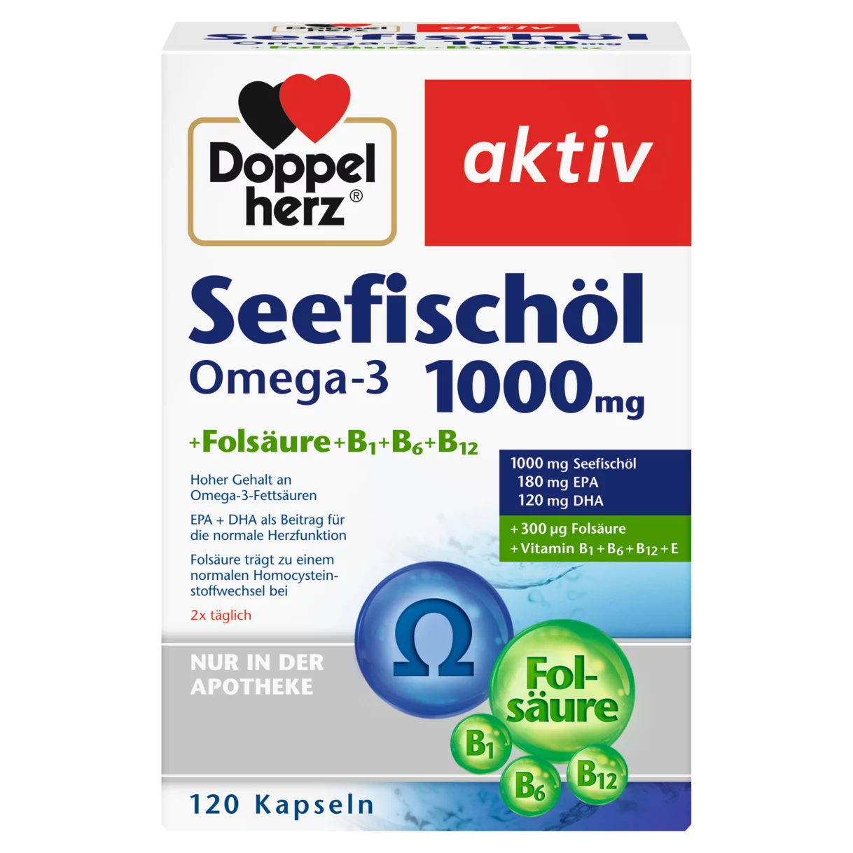 Doppelherz aktiv Seefischöl Omega-3 1000 mg Frontansicht