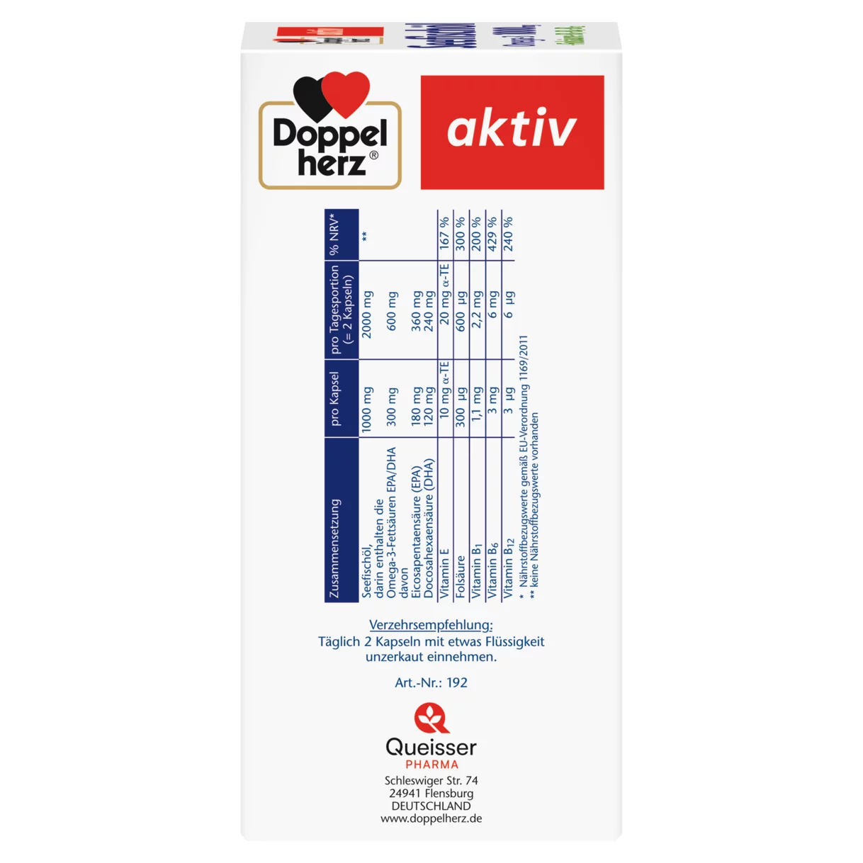 Doppelherz aktiv Seefischöl Omega-3 1000 mg Seitenansicht links