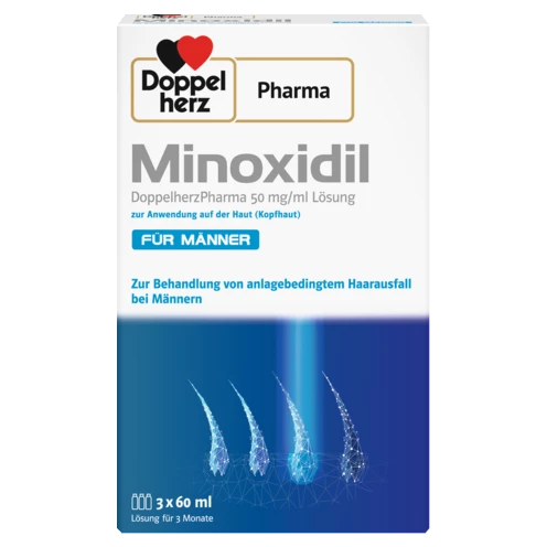 DoppelherzPharma Minoxidil DoppelherzPharma 50 mg/ml Lösung zur Anwendung auf der Haut (Kopfhaut)  Frontansicht
