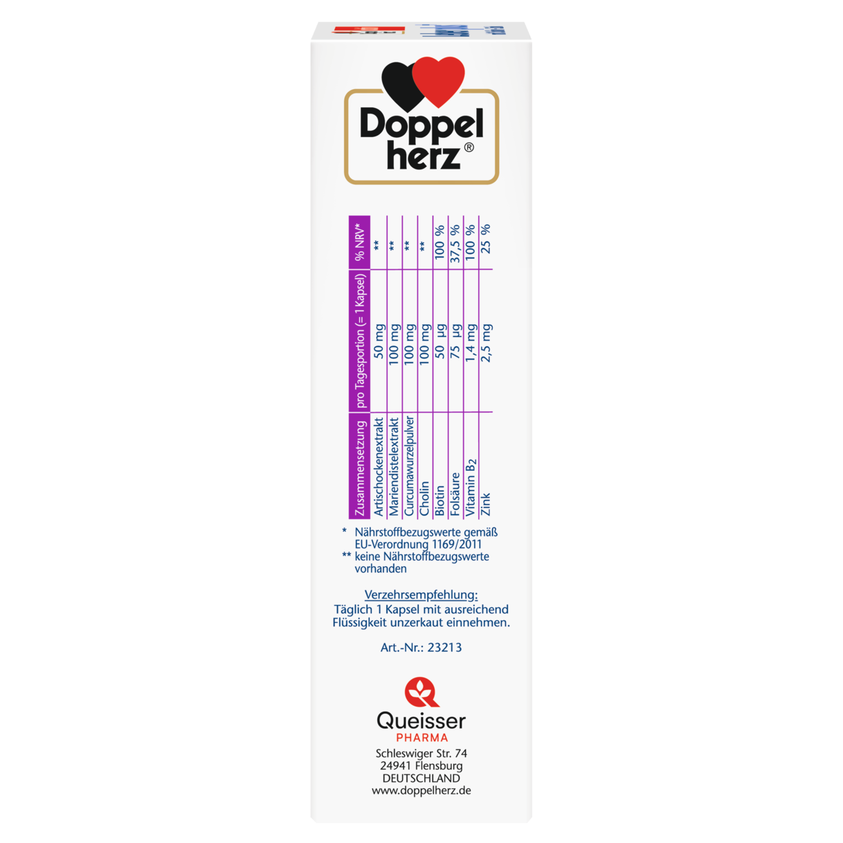 Abbildung der Produktverpackung Doppelherz aktiv Leber plus Seitenansicht links