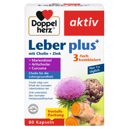 Abbildung der Produktverpackung Doppelherz aktiv Leber plus Frontansicht