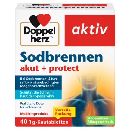Doppelherz aktiv Sodbrennen akut + protect Frontansicht