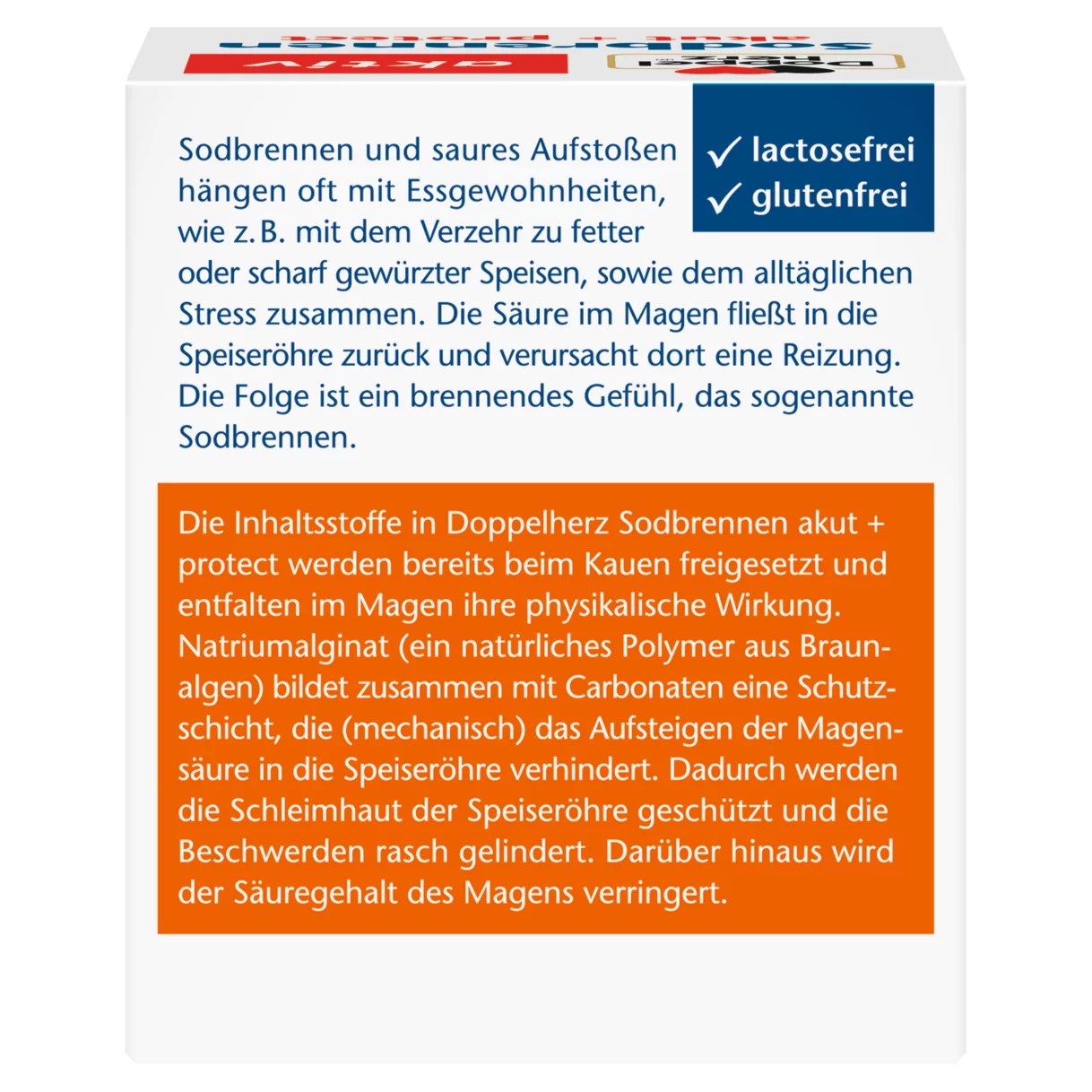 Doppelherz aktiv Sodbrennen akut + protect Rückansicht