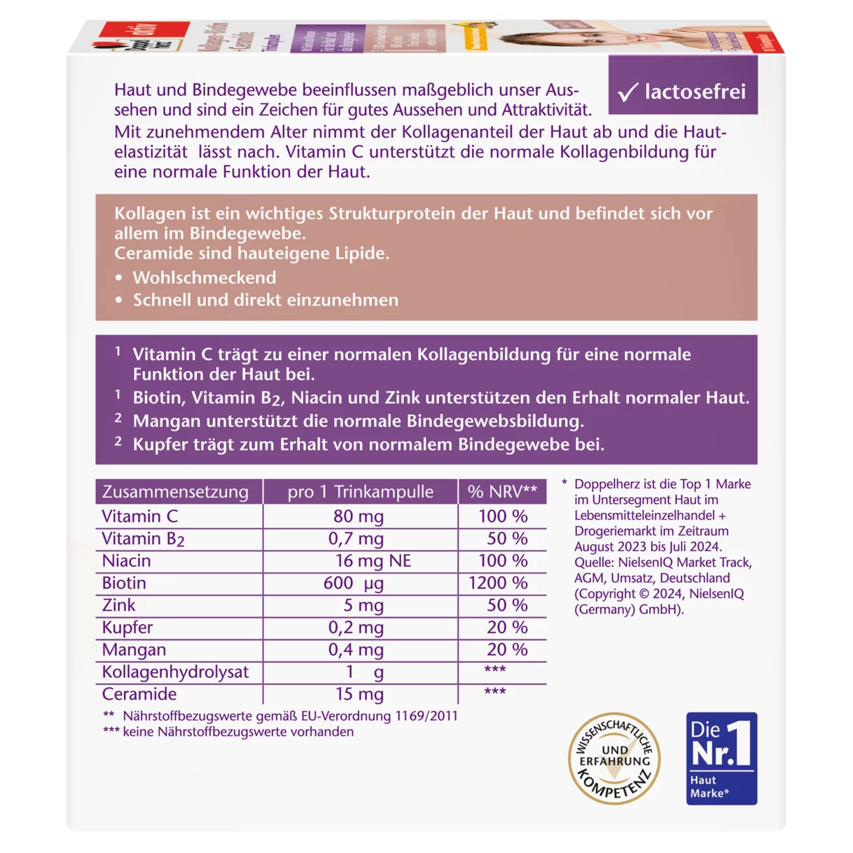 Doppelherz aktiv Kollagen + Biotin + Ceramide Rückansicht