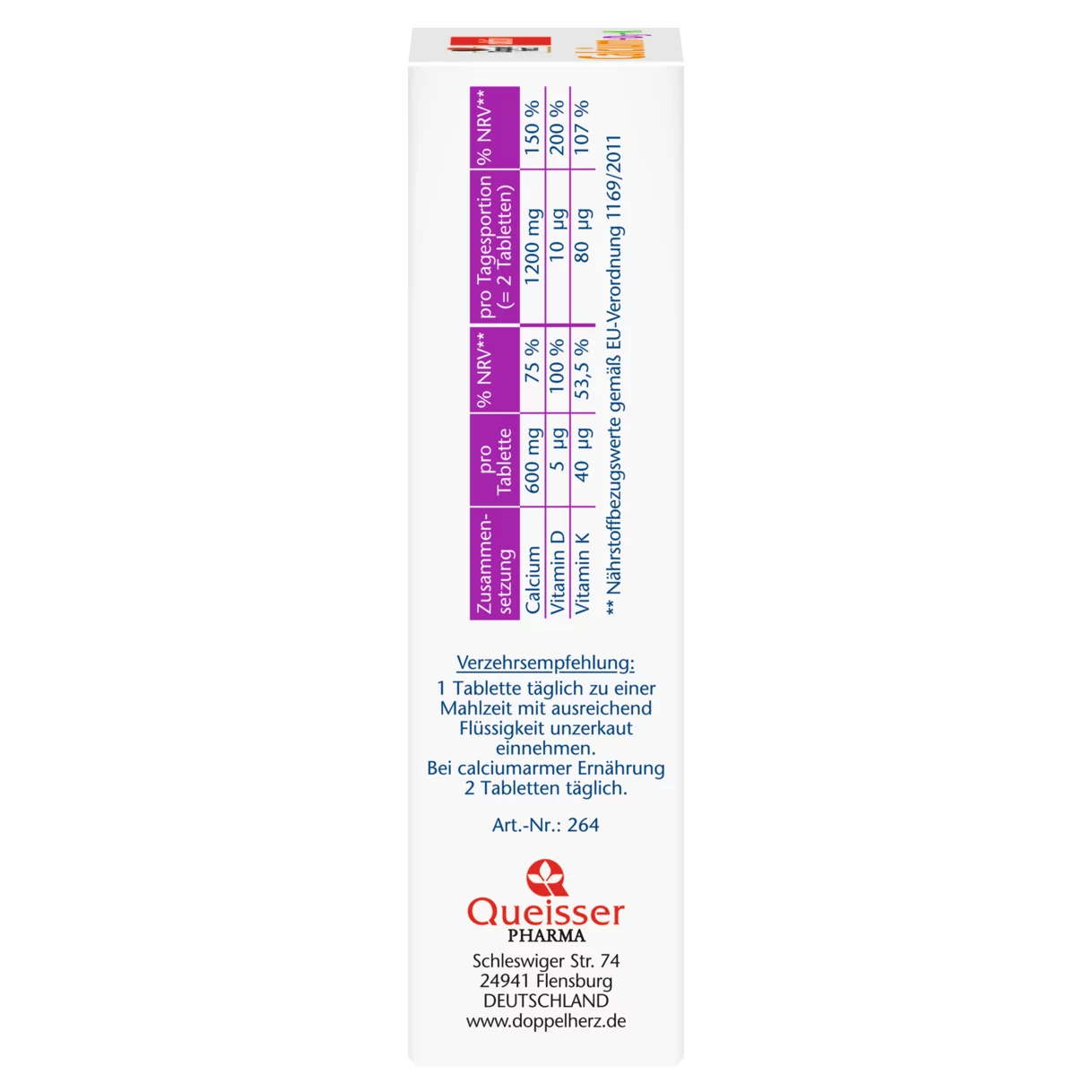 Doppelherz aktiv Calcium + Vitamin D3 + K Seitenansicht links