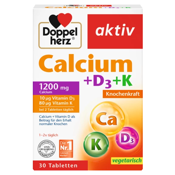 Doppelherz aktiv Calcium + Vitamin D3 + K Frontansicht