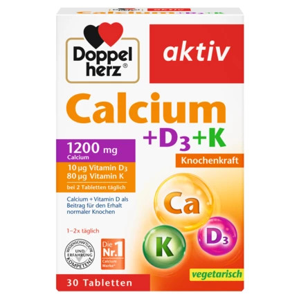 Doppelherz aktiv Calcium + Vitamin D3 + K Frontansicht