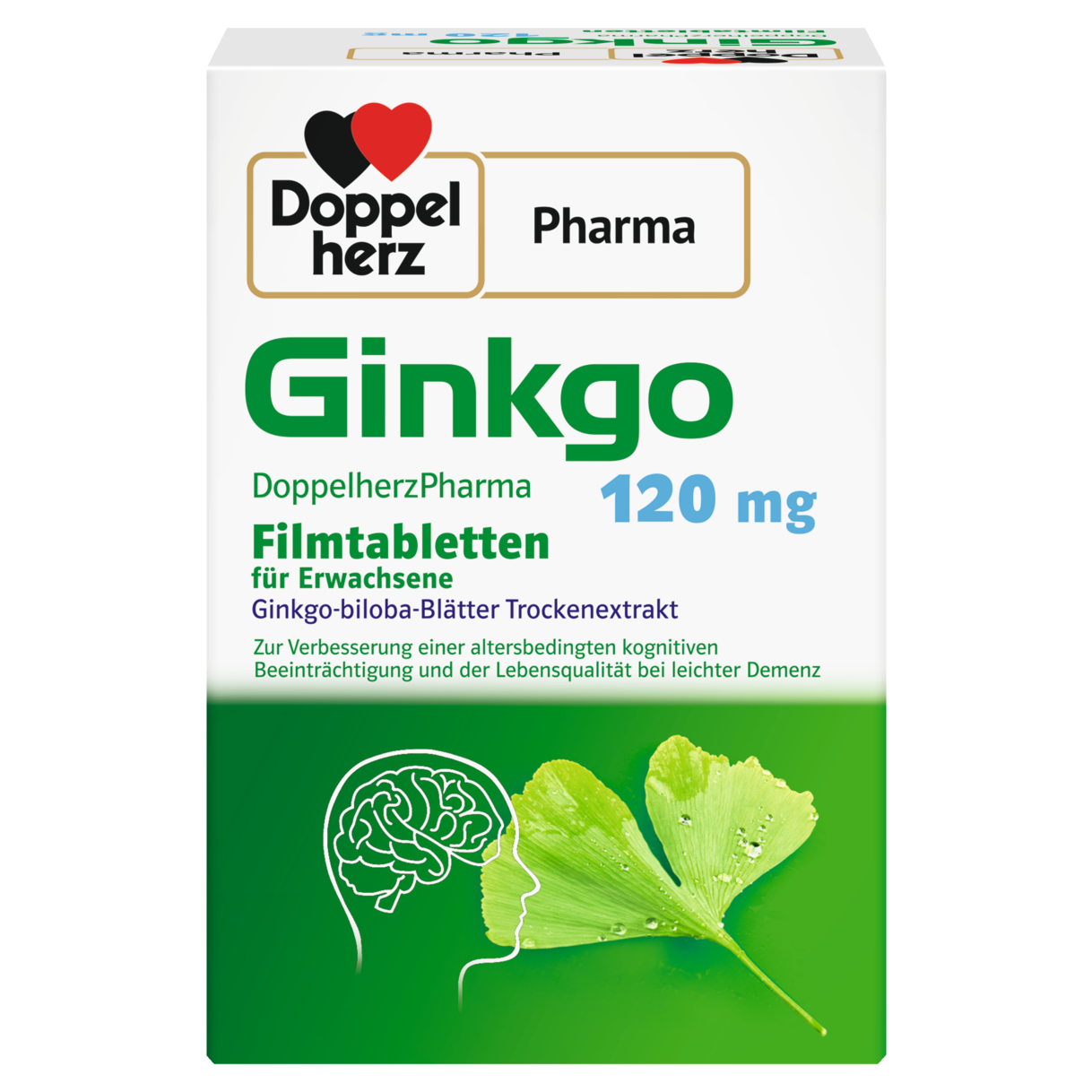 Abbildung der Produktverpackung DoppelherzPharma Ginkgo DoppelherzPharma 120 mg Filmtabletten Rückansicht