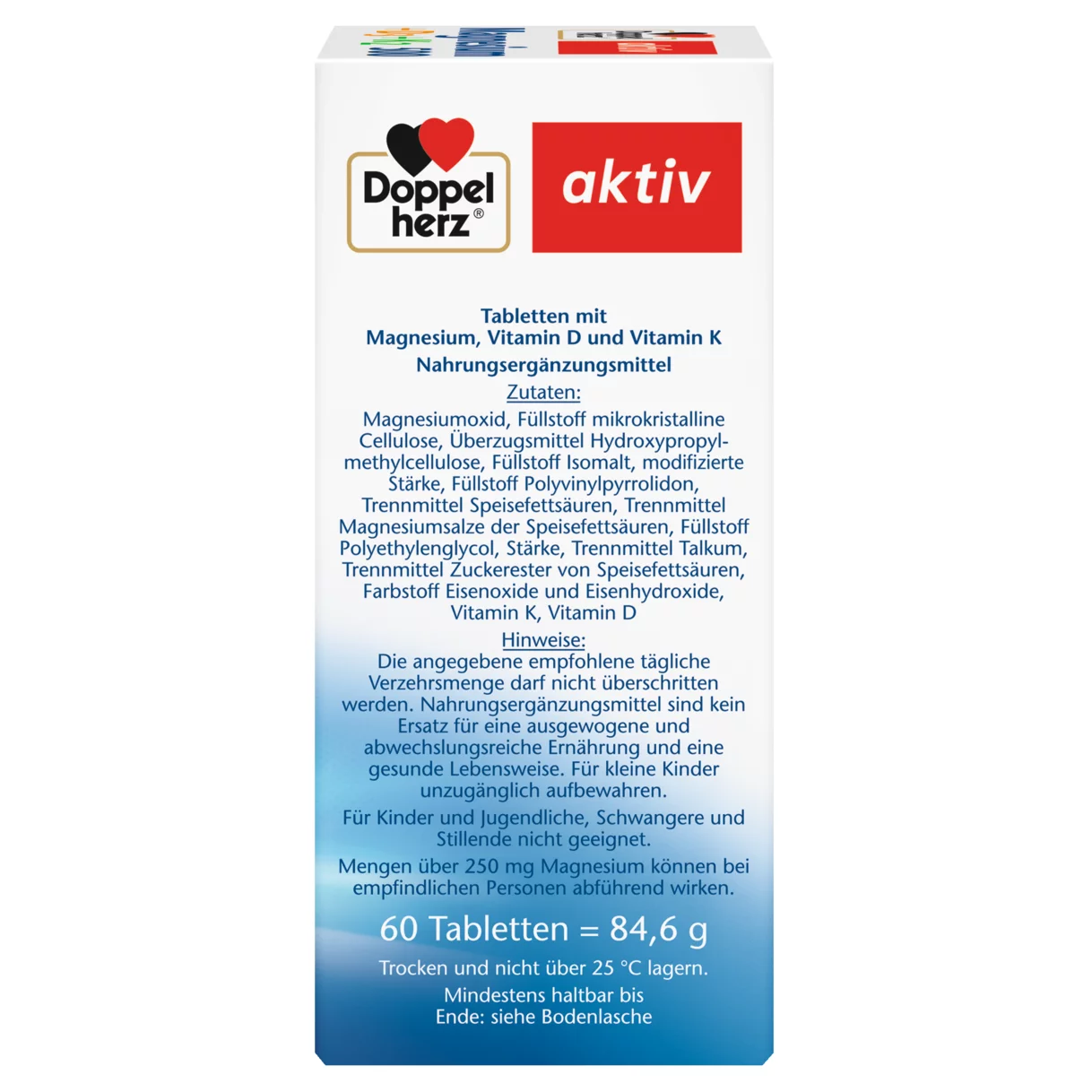 Doppelherz aktiv Magnesium 500 + D3 + K2 Seitenansicht rechts