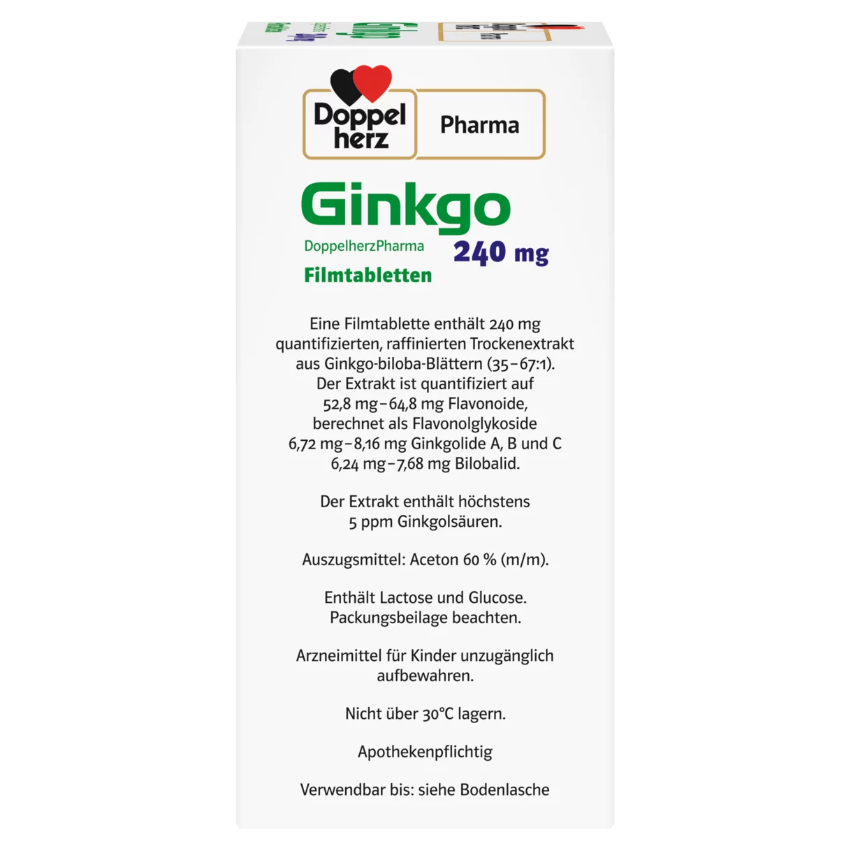 DoppelherzPharma Ginkgo DoppelherzPharma 240 mg Filmtabletten Seitenansicht rechts