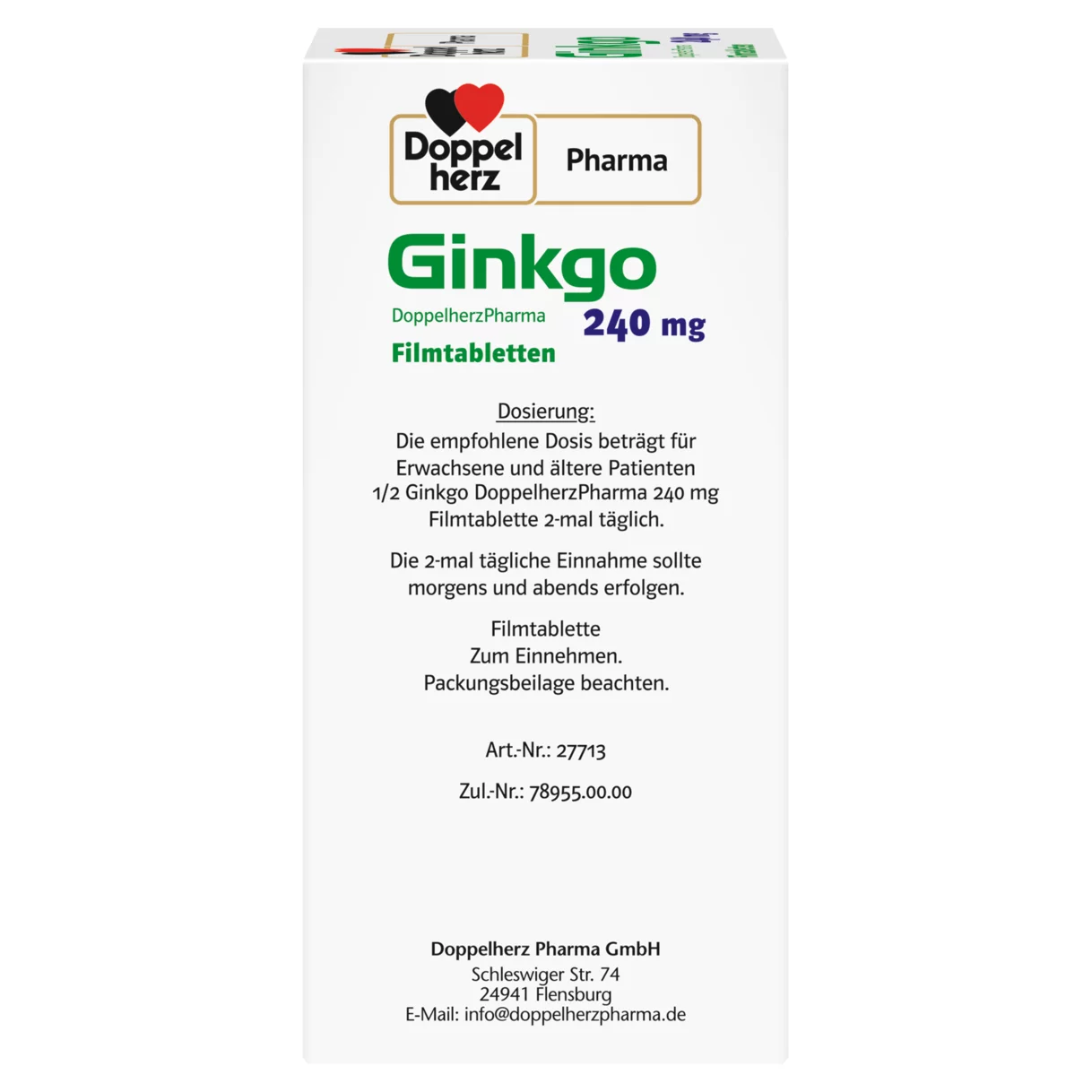 DoppelherzPharma Ginkgo DoppelherzPharma 240 mg Filmtabletten Seitenansicht links
