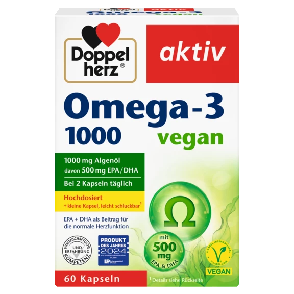 Doppelherz aktiv Omega-3 1000 vegan Frontansicht