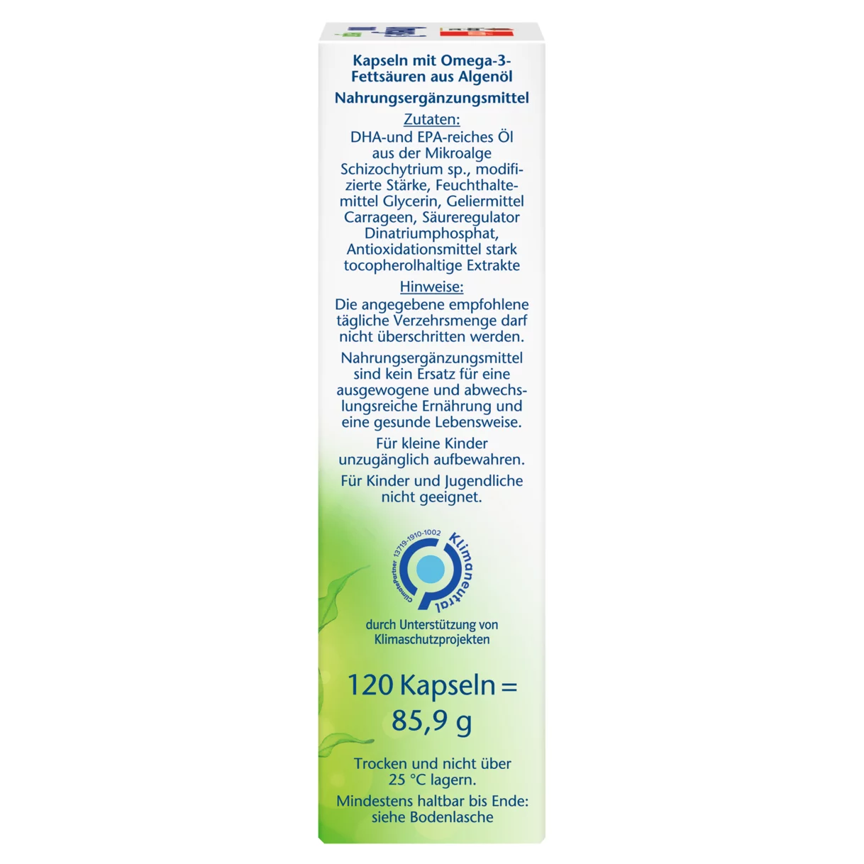 Doppelherz aktiv Omega-3 1000 vegan Seitenansicht rechts