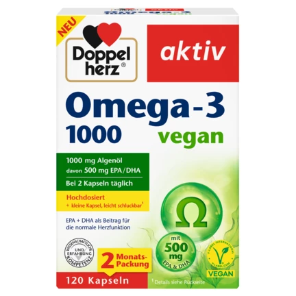 Doppelherz aktiv Omega-3 1000 vegan Frontansicht