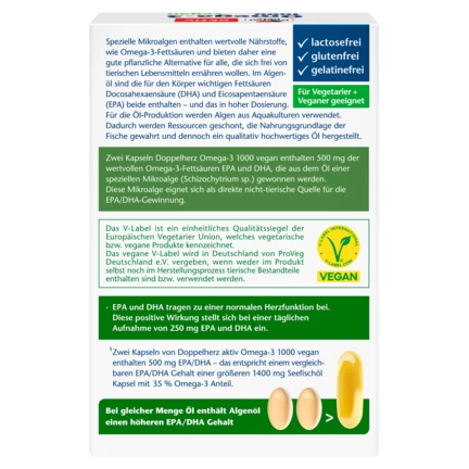 Doppelherz aktiv Omega-3 1000 vegan Rückansicht