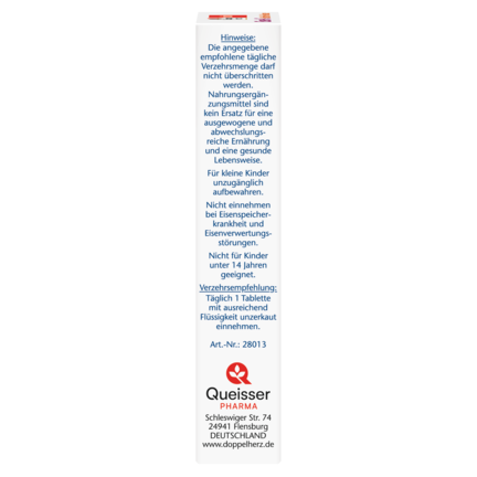 Abbildung der Produktverpackung Doppelherz aktiv Eisen + C Seitenansicht links