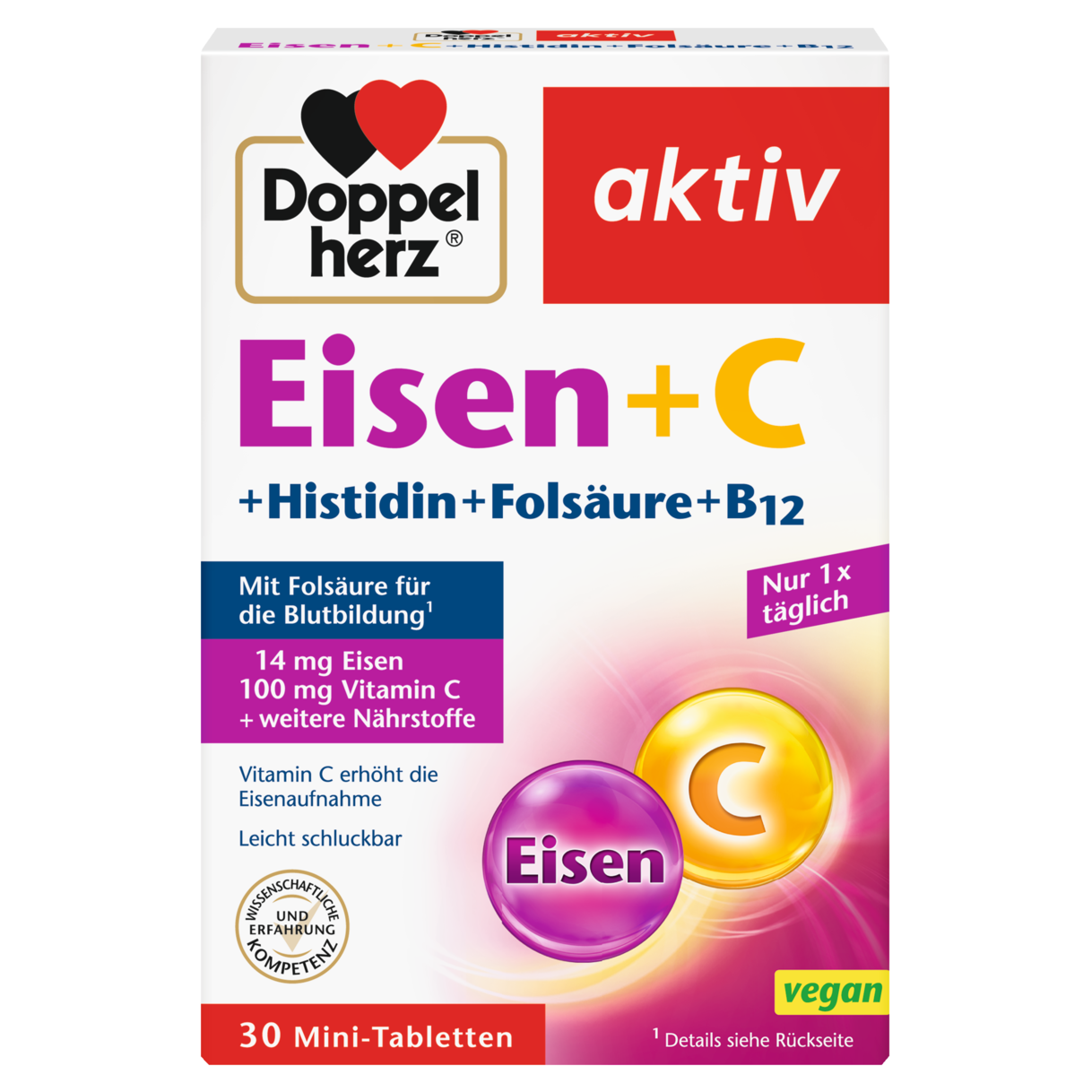 Abbildung der Produktverpackung Doppelherz aktiv Eisen + C Frontansicht
