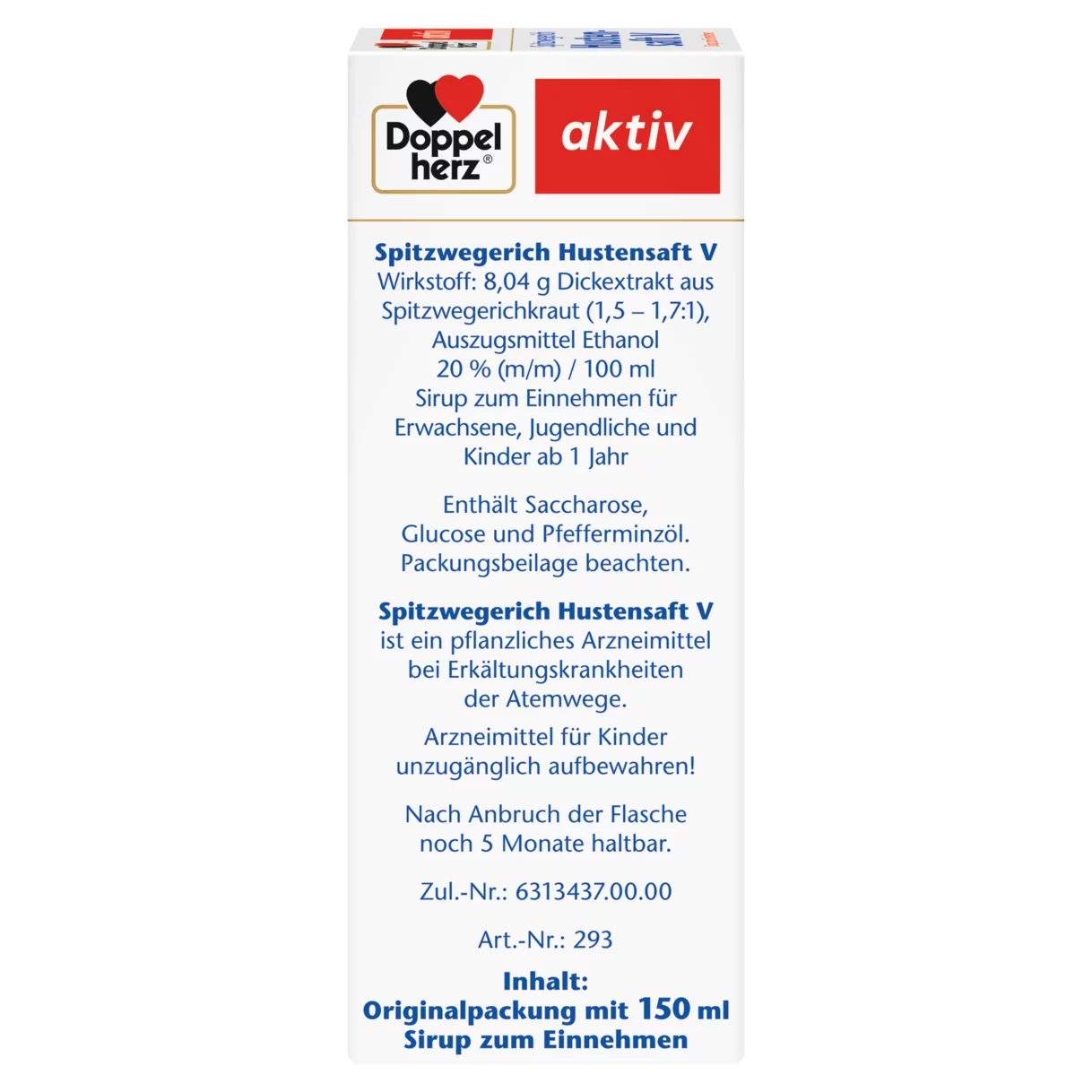 Doppelherz aktiv Spitzwegerich Hustensaft V Seitenansicht links