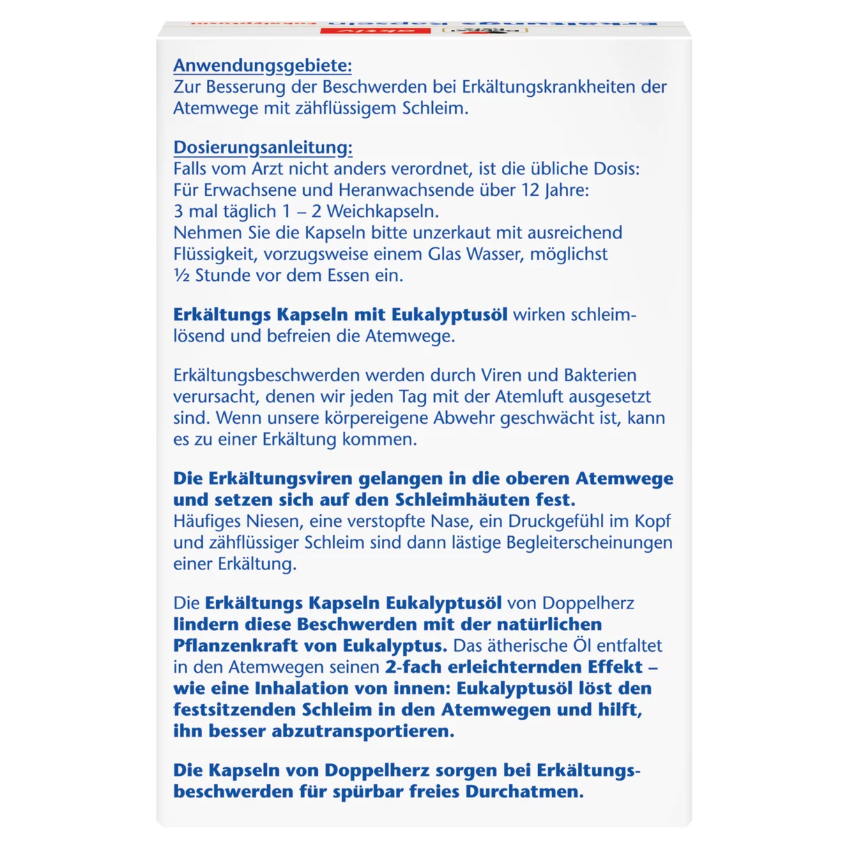 Doppelherz aktiv Erkältungs Kapseln Eukalyptusöl Rückansicht