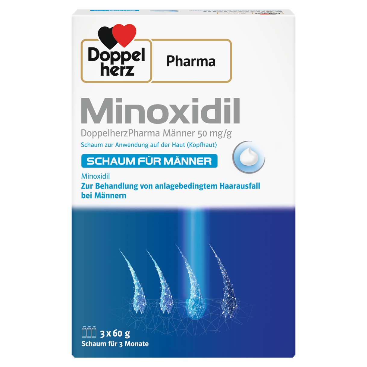 Minoxidil DoppelherzPharma Männer 50 mg/g Schaum zur Anwendung auf der Haut (Kopfhaut)