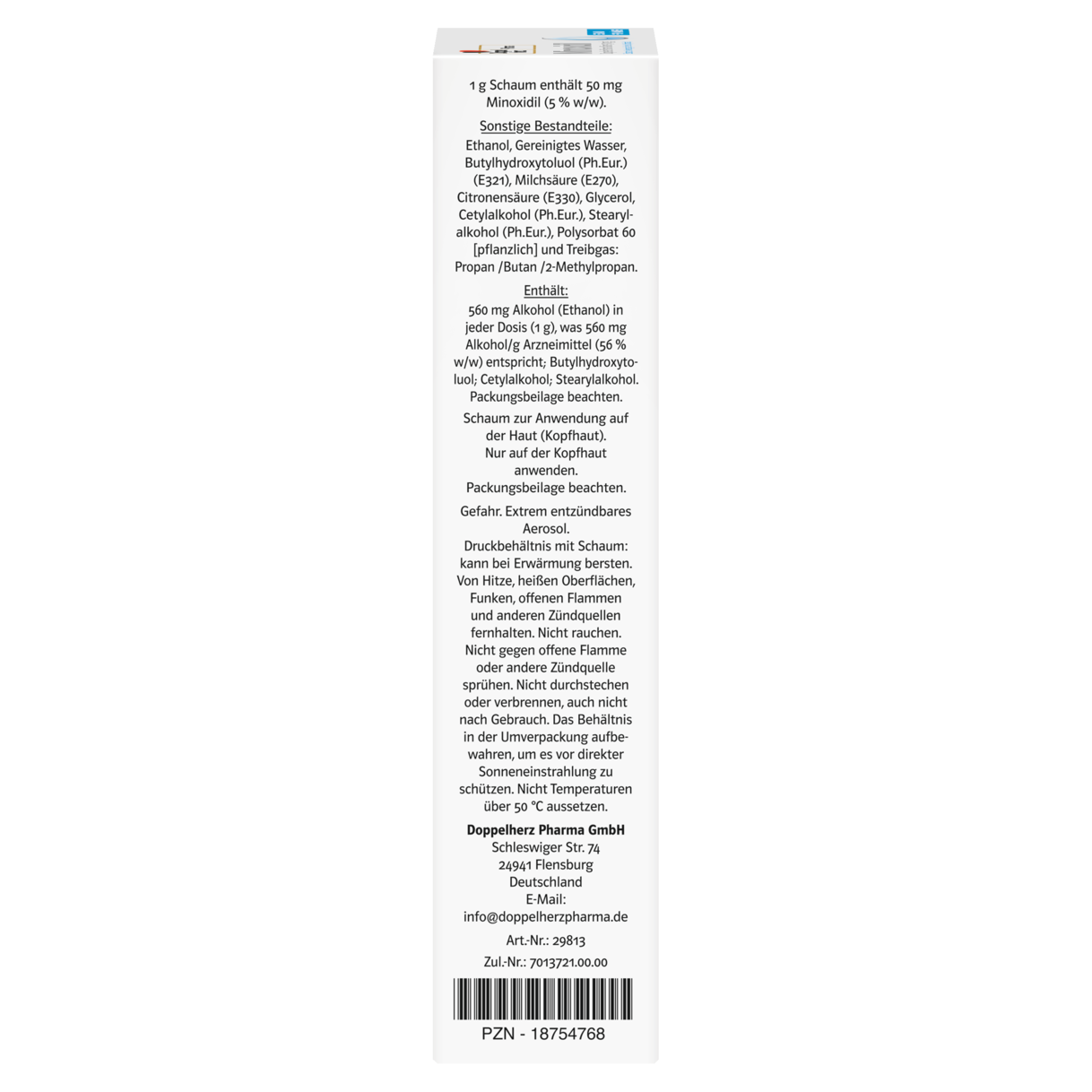 Minoxidil DoppelherzPharma Männer 50 mg/g Schaum zur Anwendung auf der Haut (Kopfhaut)